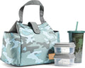 Fit & Fresh Lunch Bag For Women, Insulated Womens Lunch Bag For Work, Leakproof & Stain-Resistant Large Lunch Box For Women With Containers and Matching Tumbler, Snap Closure Westport Bag Sage Camo