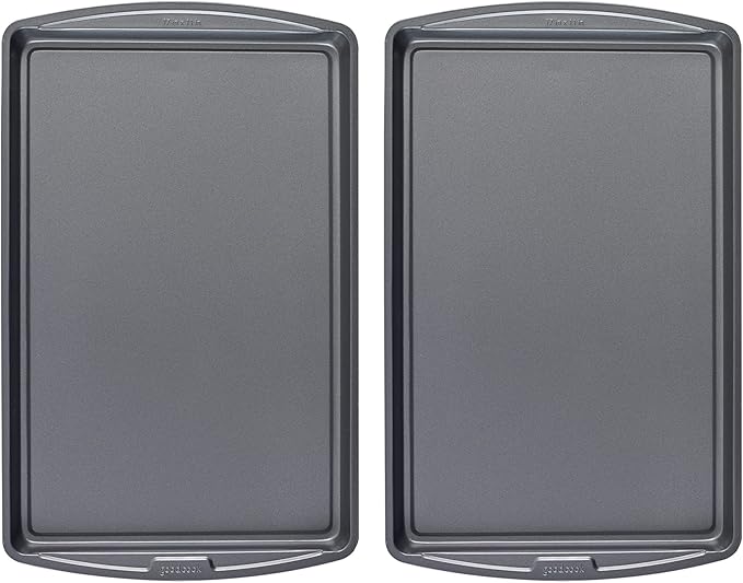 GoodCook Everday Nonstick Carbon Steel 17 x 11-Inch Baking Sheet Set, 2 Pack – Medium Sized Carbon Steel Cooking Pans, Bakeware Set, Cookie Sheets for Baking, Oven Pan Set