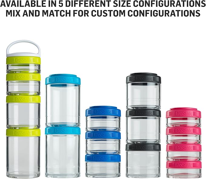 BlenderBottle GoStak, 150cc, 2-Pack | Twist n' Lock | Storage Jars | Black