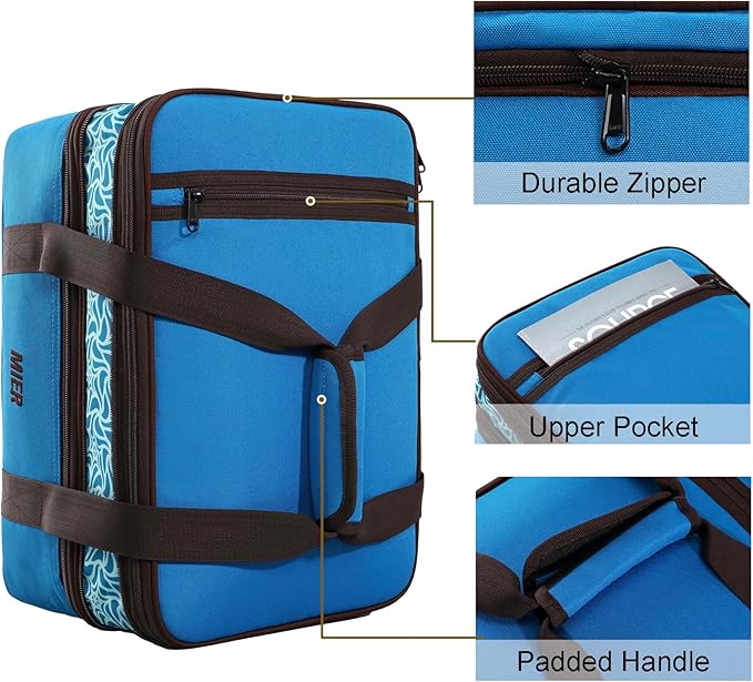 MIER Insulated Double Casserole Carrier Bag Thermal Lunch Tote for Lasagna Lugger, Potluck Parties, Picnic, Beach, Fits 9 x 13 Inches Baking Dish, Casserole Dish, Expandable by Mid Zipper, Blue