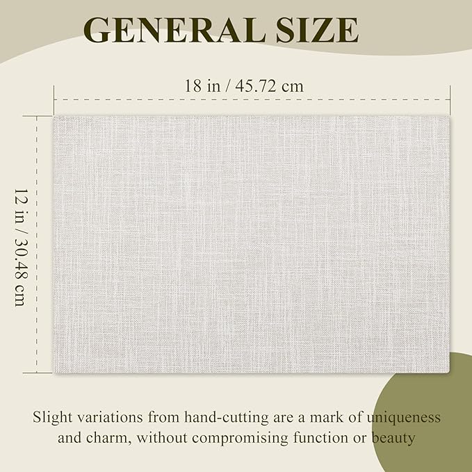 KXN Placemats Set of 8, Dual-Layer Thickened Faux Linen Table Mats, Heat Resistant & Wrinkle-Free, Machine Washable Cloth Place Mats for Kitchen Dining Indoor Outdoor (Cream Beige)