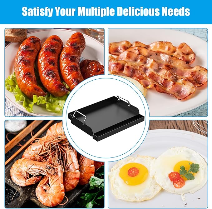 Nonstick Coating Cooking Griddle Insert for Gas Grill, 17" x13" Universal Griddle Flat Top Plate with Removable Handles for Charcoal/Gas Stove/Electric, Large Griddle Plate for Outdoor Grill