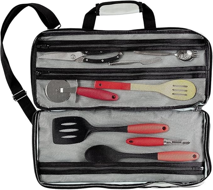 EVERPRIDE Chef Knife Bag Holds 20 Knives PLUS Large Zippered Compartment for Kitchen Tools – Durable, Large Knife Bag for Chefs – Knives Not Included