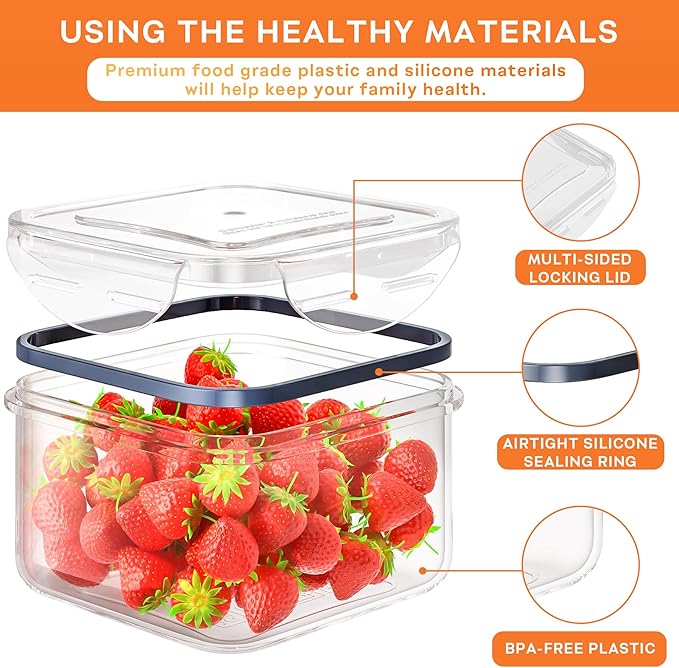 54 PCS Food Storage Containers with Lids Airtight (27 Lids &27 Containers) Leakproof Meal-Prep Kitchen Organization,Reusable Containers for Food Plastic Microwave/Dishwasher Safe with Labels & Pen