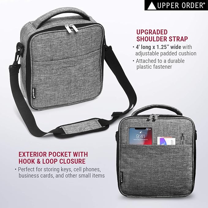 Reusable Insulated Lunch Box for Men and Women (Gray) Durable Leakproof Cooler Tote Bag Freezable Lunch Bag for Adults. Top Women and Mens Lunch Box for Office Work, Picnic