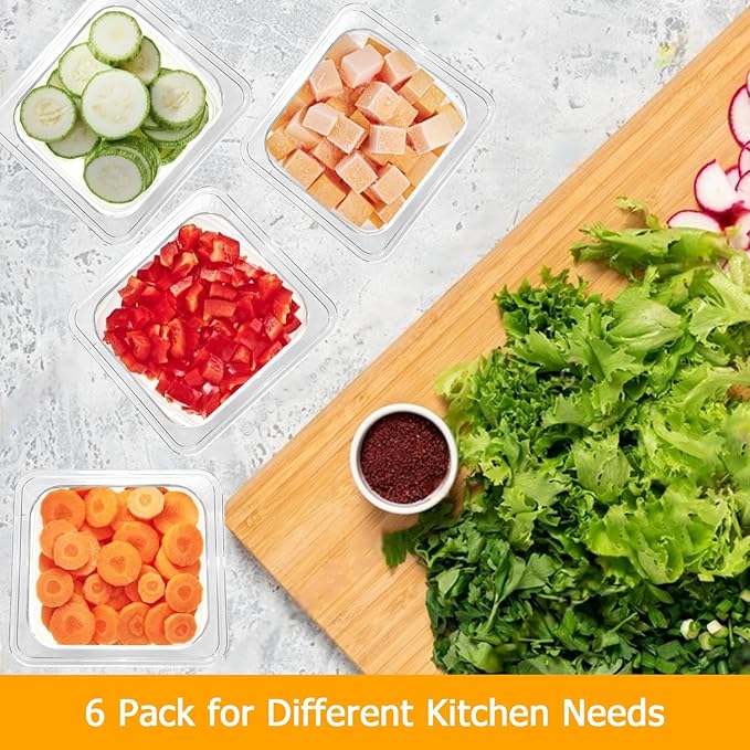 6 Pack 6'' Deep NSF Food Pans 1/6 Size | Commercial Food Storage Containers | Polycarbonate Plastic Pans for Restaurant | Commercial Grade for Food Prep | Clear