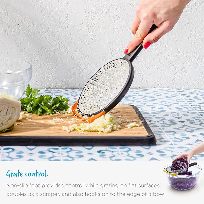 Dreamfarm Ograte Two-Sided Coarse Food & Vegetable Speed-Grater with Non-Slip Bowl Hook & Foot - 6mm Coarse Grater, Orange