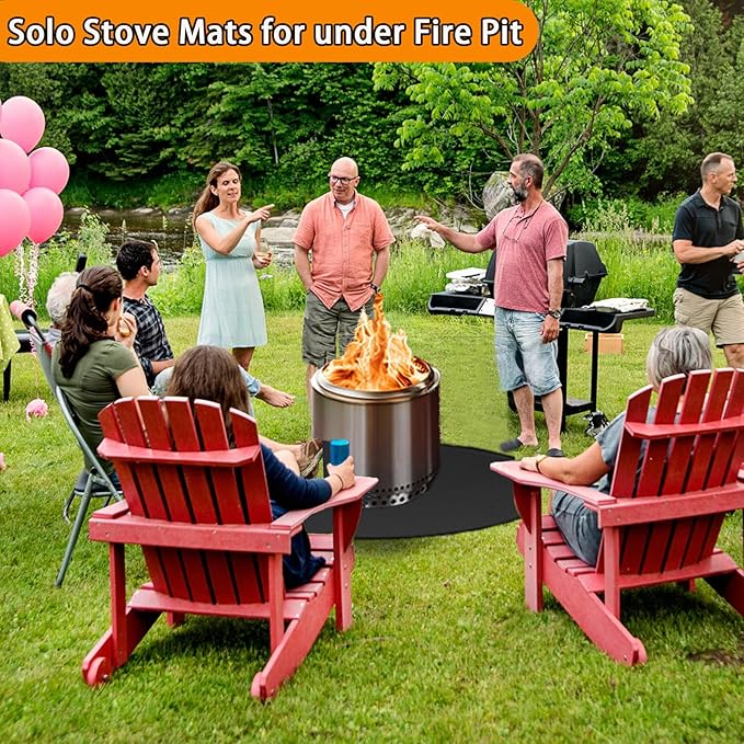 40" Fire Pit Mat for Solo Stove Bonfire, Round Fireproof Firpit Mats under Fire Pit,Camping Stove Mat for Solo Stove Accessories,under Grill Mat for Outdoor Grill,Deck Patio Protector BBQ Mat,Portable