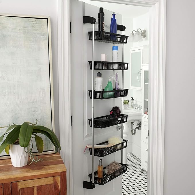 Household Essentials Black 6-Tier Basket Over-The-Door Organizer (2157-1)