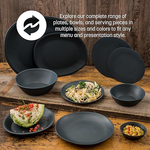 Carlisle FoodService Products Ridge Reusable Plastic Bowl for Home and Restaurant, Melamine, 52 Ounces, Slate, (Pack of 12)