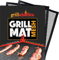 Grillaholics BBQ Mesh Grill Mat - Set of 2 Grill Mats Non Stick - Nonstick Grilling with More Delicious Smoky Flavor - Lifetime Manufacturer Warranty