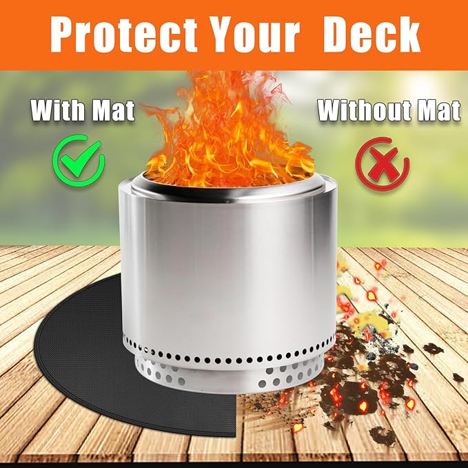 Round Fire Pit Mats for Under Fire Pit Compatible with Solo Stove Bonfire Accessories Compatible with Solo Stove, 3-Layer Grill Matt for Outdoor Grill Deck Protector, 53in