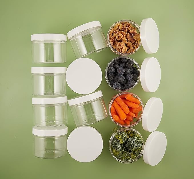 Healthy Packers 4oz Plastic Containers with Lids for Food (12 pack) - Food Storage & Soup Clear Plastic Deli Cups - BPA Free | Leakproof - Microwaveable - Reusable - Dishwasher & Freezer Safe (White)