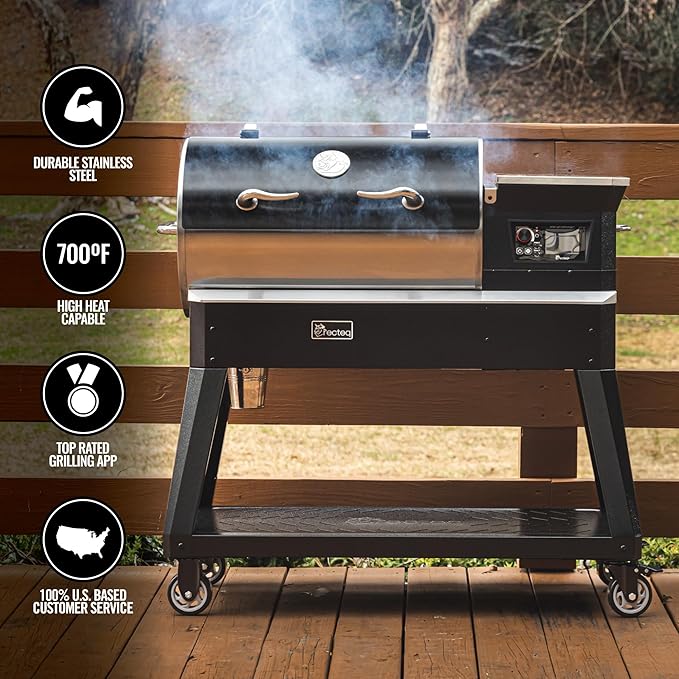 recteq Patio Legend 400 Pellet Smoker, Pellet Grill with Wifi & App Connectivity, Outdoor Smokers Grills, Wood Pellet Grills, Temp Range 180° to 700+°, Smoker Grill + Grilling Basics Bundle