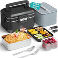 Nifogo Electric Lunch Box for Adults 3,5L 100W Portable Heated Lunch Box for Men 3 in 1 Portable Food Warmer 110V/12V/24V with Removable Stainless Steel Container & Bag