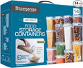 14 PCS Airtight Food Storage Containers with Lids set, BPA Free Leak-proof Kitchen and Pantry Organization Canisters for Cereal, Pasta, Dry Food, Flour Sugar, Stackable, Free Label, Marker, Scoop