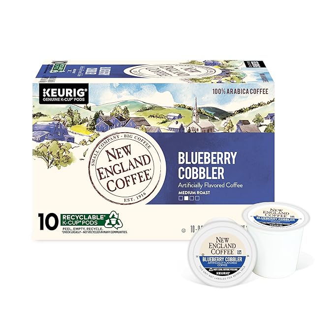 New England Coffee Blueberry Cobbler Medium Roast Single Serve Pods, 10ct Box (Pack of 1)