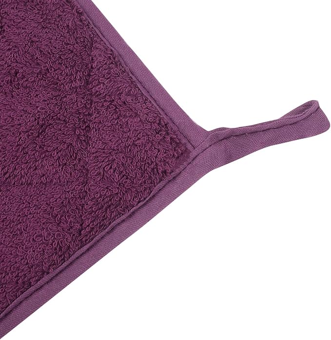 100% Cotton Kitchen Everyday Basic Terry Pot Holder Heat Resistant Coaster Potholder for Cooking and Baking Set of 5 Grape