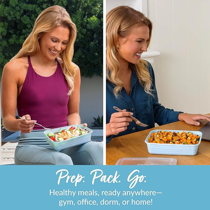 Bentgo Prep - 20-Piece 1-Compartment Reusable Meal Prep Containers with Lids, PFAS & BPA Free Materials, Durable, Microwave, Freezer, & Dishwasher Safe To Go Food Storage (Sky)