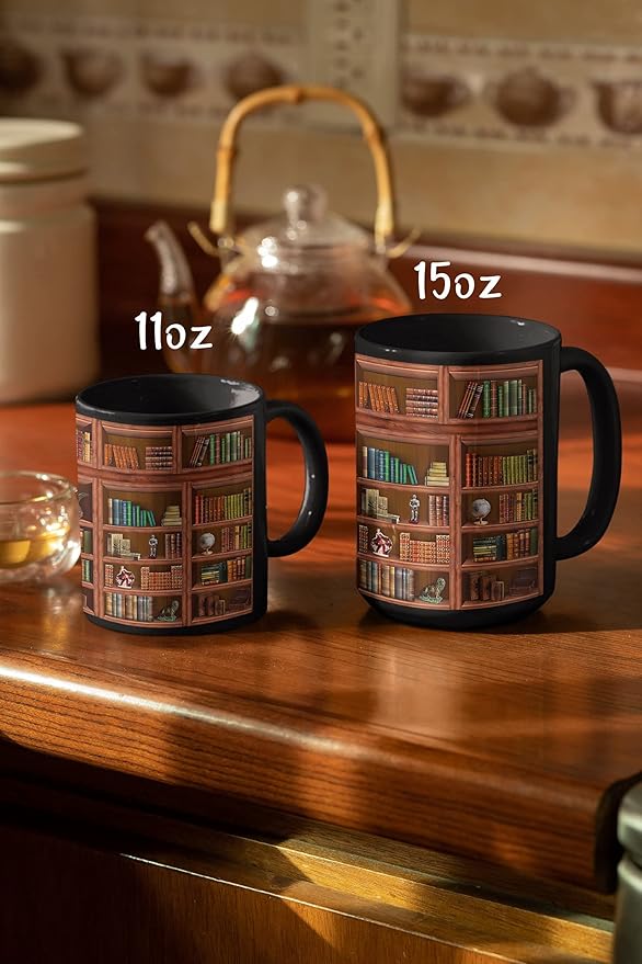 2IMT Book Mug Librarian Gifts for Book Lovers Women - Library Coffee Mug Books Club Gifts for Women - Reading Bookish Items Bookworm Librarian Lovers for Readers Writer Black 11oz