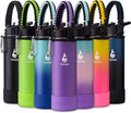 Farsea Insulated Water Bottle With Paracord Handle, Protective Boot and 2 Lids (Straw Lid & Spout Lid), Stainless Steel Water Bottle Wide Mouth, Double Wall Sweat-Proof BPA-Free, 24 oz