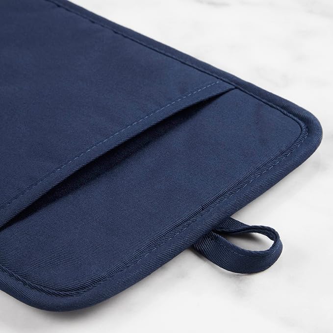 KitchenAid Ribbed Soft Silicone Pot Holder 2-Pack Set, Ink Blue, 7"x9"