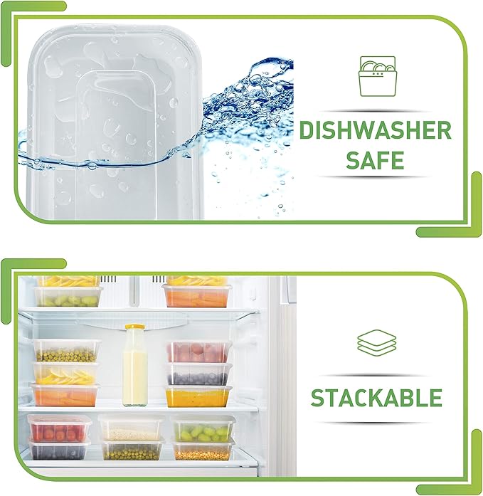 Prep Naturals 25 oz Meal Prep Containers - BPA-Free Food Storage Containers with Lids - Microwave & Freezer Safe Soup Bowls with Lids - Dishwasher Safe Meal Prep Bowls - Pack of 50, Clear