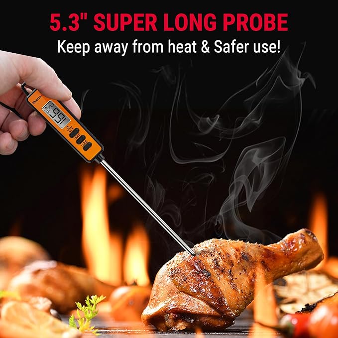 ThermoPro Temperature Gun, Infrared Thermometer Gun with Laser Pointer, Meat Thermometer Digital with Super Long Probe, Food Thermometer for Cooking, Laser Thermometer Gun -58℉-1022℉ Not for Human