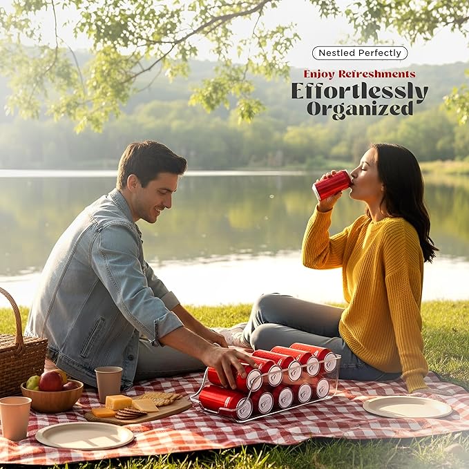 Utopia Kitchen Soda Can Organizer and Dispenser for Refrigerator/Pantry - Durable Can Storage Organizer Fridge & Kitchen Organization - (Clear, Set of 6)