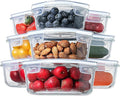HOMBERKING Glass Food Storage Containers with Lids, [18 Piece] Meal Prep Containers, Airtight Lunch Bento Boxes (9 lids & 9 Containers) - White