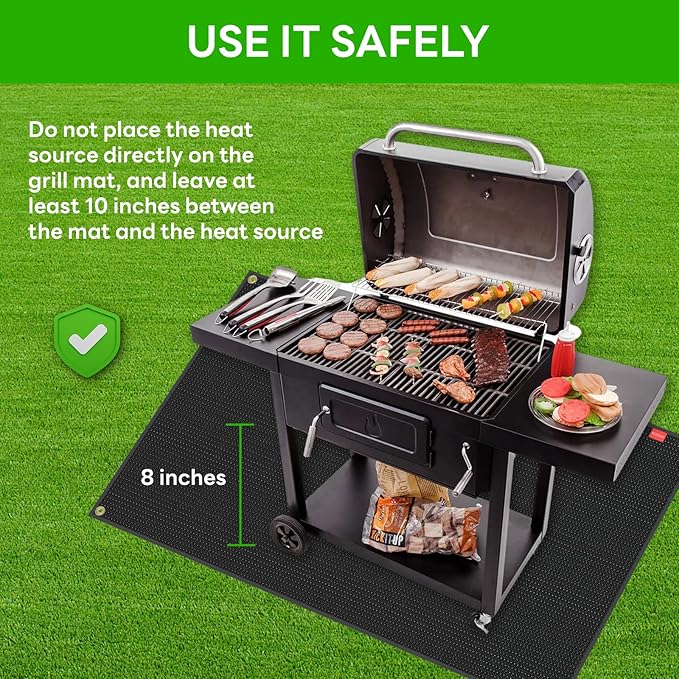 Large 48 x 40 inches Under Grill Mats for Outdoor Grill, Double-Sided Fireproof Grill Pad Mat, Fireproof, Waterproof and Oil Proof Quality BBQ Mat for Deck Patio Lawn