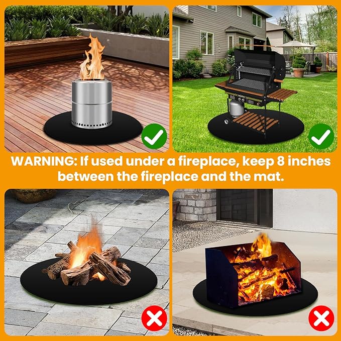 36'' Fire Pit Mat for Solo Stove Bonfire, Double Sided Fireproof Grill Under Mat, Protective Mat for Deck Patio for Solo Stove Accessories, Easy to Clean, Reusable