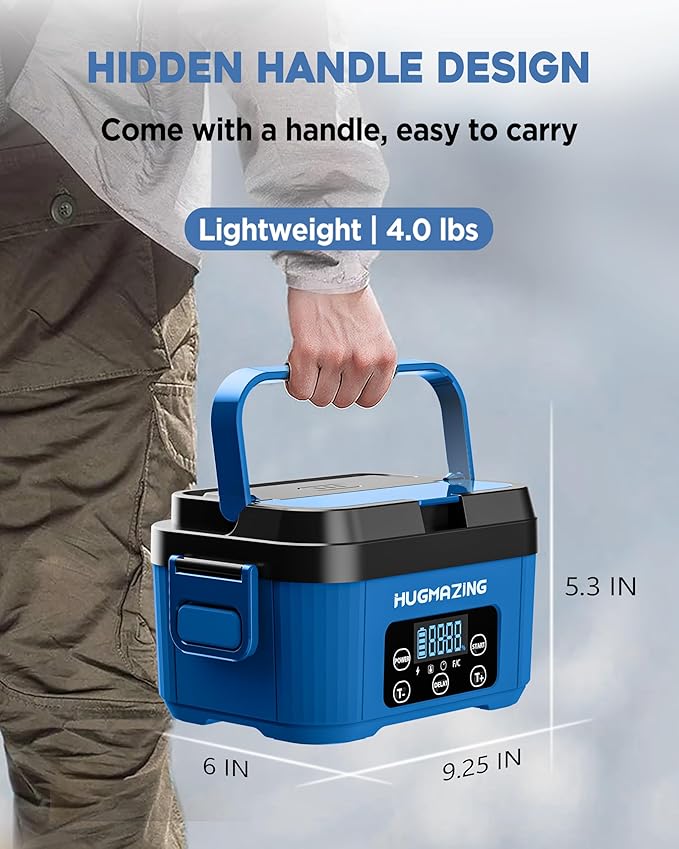 Cordless Electric Lunch Box – Rechargeable Self-Heating Food Warmer with 1100ML SS Container, Battery-Powered Heated Lunch Box, Perfect for Travel, Office Meals for Adults, Men & Women