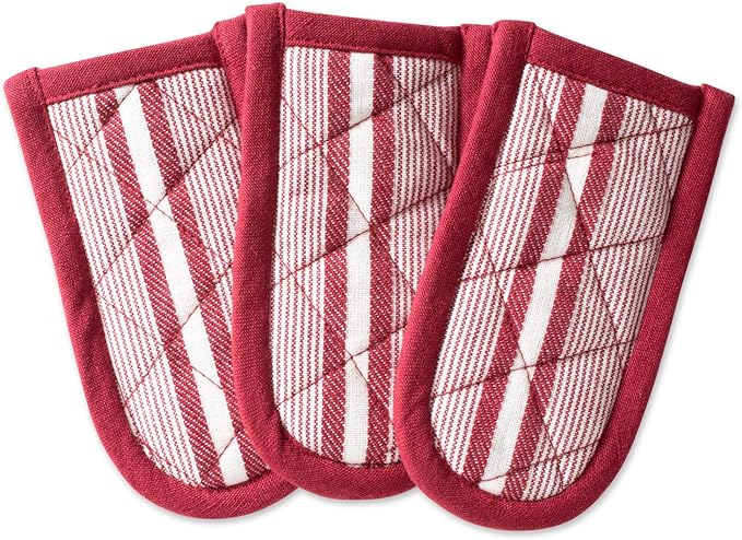 DII Double Strip Chef Kitchen Cooking & Baking Collection, Pan Handle Set, 6x3, Barn Red, 3 Piece