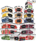 Skroam 36 Pack Food Storage Containers (18 Airtight Kitchen Storage & 18 Lids), Plastic BPA-Free Meal Prep Container for Pantry Organizers and Storage with Free Labels & Marker