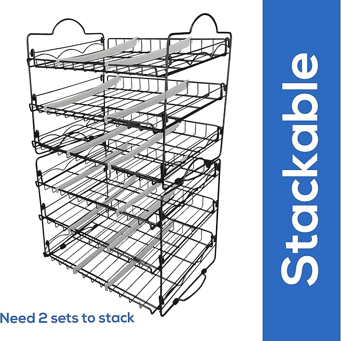 Utopia Kitchen Storage Rack Organizer 16.5 x 12.5 x 13.5 Inch, Stackable, Holds Upto 36 Cans for Kitchen Cabinet or Pantry (Black)