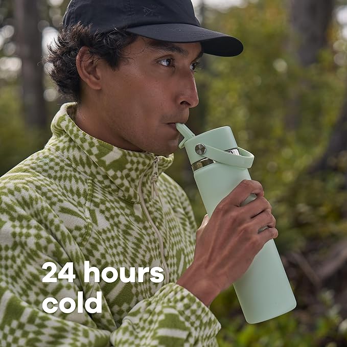 Hydro Flask Water Bottle - Insulated Stainless Steel - Wide Straw Lid, Non Spill, Leakproof in 32 Oz Oat Tan