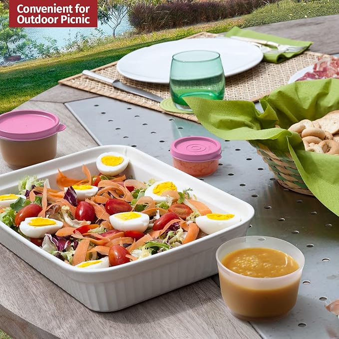 Reusable Airtight Food Containers 3 oz 8 pack. for Snacks, Baby/Toddler Food/Puree, Condiments, Picnics Food Prep, Lunch, Plastic Food Storage Containers–Dishwasher, Microwave, Freezer Safe BPA free