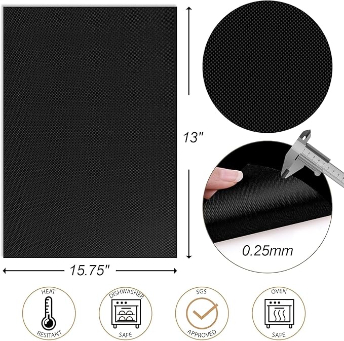 UBeesize 7 Pack Black Grill Mats for Outdoor Grill, Heavy Duty BBQ Grilling Matt & Oven Liners, Resuable, Easy to Clean, Works on Gas Charcoal Electric Grill, Smoker, Oven -15.75 x 13 Inch