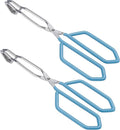 MSY BIGSUNNY Stainless Steel Scissor Tongs Heavy Duty Cooking Tongs with Soft Handles (2, blue 11" + 11")