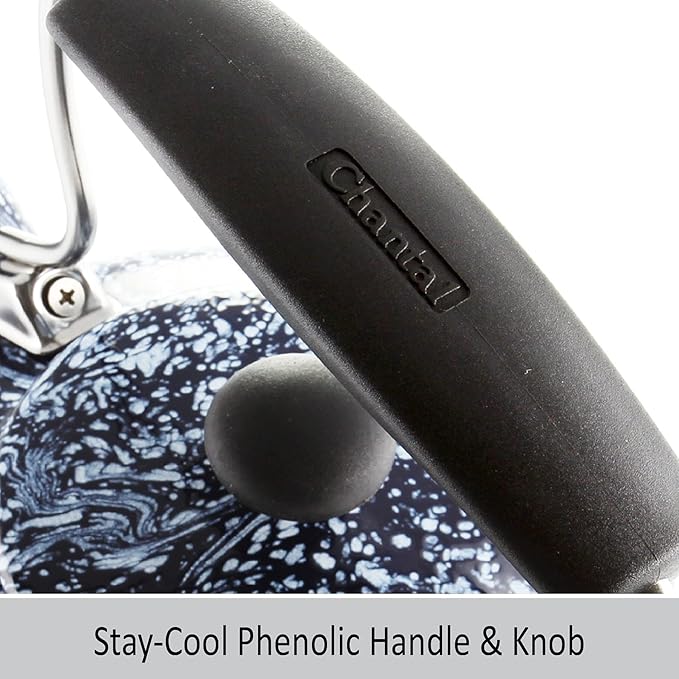Chantal Tea Kettle, Vintage Series, Enamel on Steel, Whistling (White Splatter on Blue)