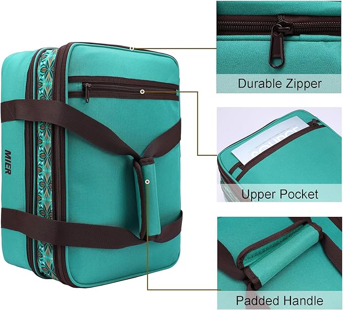 MIER Insulated Double Casserole Carrier Bag Thermal Lunch Tote for Lasagna Lugger, Potluck Parties, Picnic, Beach, Fits 9 x 13 Inches Baking Dish, Casserole Dish, Expandable by Mid Zipper, Teal