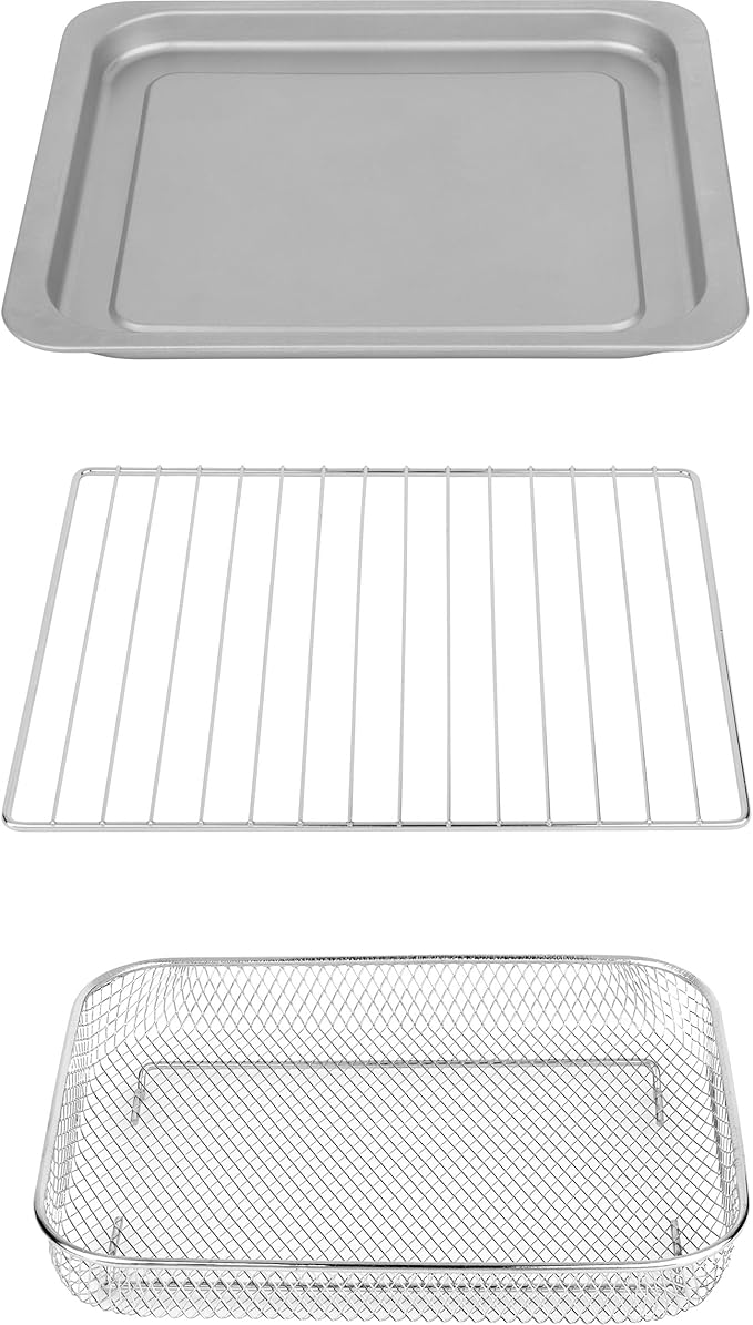 GE Mechanical Air Fryer Toaster Oven + Accessory Set | Convection Toaster with 7 Cook Modes | Large Capacity Oven - Fits 12" Pizza | Countertop Kitchen Essentials | Stainless Steel