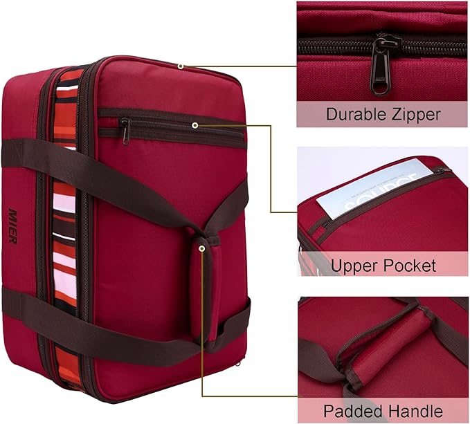 MIER Insulated Double Casserole Carrier Thermal Lunch Tote for Potluck Parties, Picnic, Beach, Fits 9 x 13 Inches Casserole Dish, Expandable by Mid Zipper, Burgundy