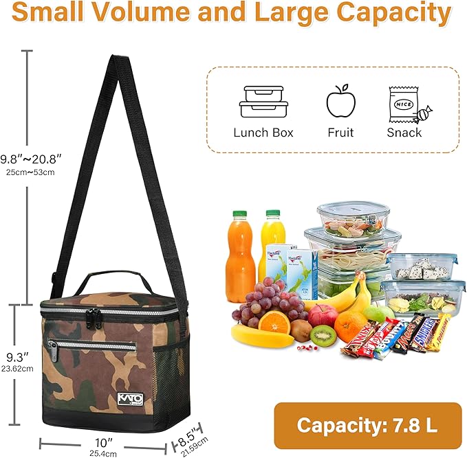 Tirrinia Insulated Lunch Box for Men/Women, Leakproof Lunch Bag for School Work, Enlarge Lunch Tote Kids Boys Girls Back to School, Soft Reusable Cooler Office Picnic Work Beach Camping with Shoulder