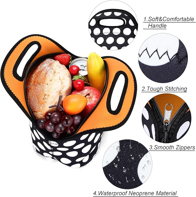 Neoprene Lunch Bag for Women Insulated Lunch Tote Bags Washable Lunch Container Box for Work Picnic Lightweight Meal Prep Bags for Men