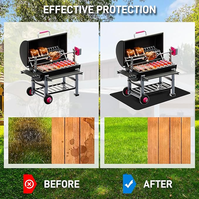 90" x 48" Extra Large Under Grill Mat for Outdoor Grill, Double-Sided Fireproof, Waterproof, Oil-Proof and Heat-Resistant Grill Mat, Easy to Cean, for Patio, Courtyard