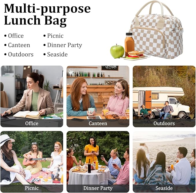 MEXS Insulated Lunch Bag for Women Men Large Reusable Lunch Box Adult Leakproof Portable Cooler Tote Bags for Work Picnic