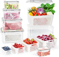 12 Pieces Fruit Storage Containers For Fridge, BPA-Free Fresh Food Containers with Removable Colanders and Airtight Lids, Keep Fresh for Fruit Berry Produce Vegetable, Dishwasher & Microwave Safe