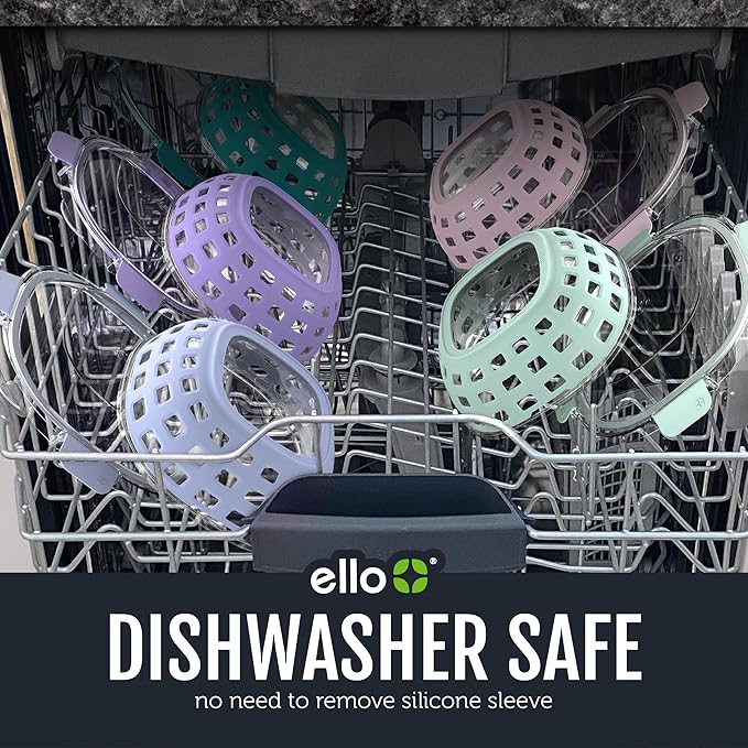 Ello Duraglass Meal Prep Lunch Bowl Container, 5 cup- Glass Food Storage Container with Silicone Sleeve and Airtight BPA-Free Plastic Lid, Dishwasher, Microwave, and Freezer Safe